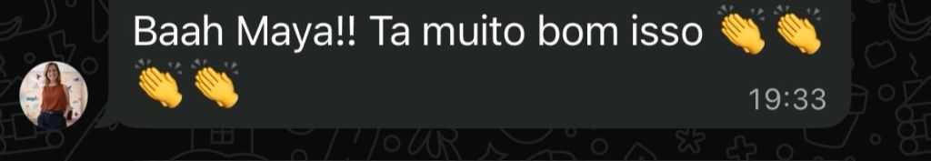 Print de WhatsApp: médica comenta empolgada que a plataforma está muito boa